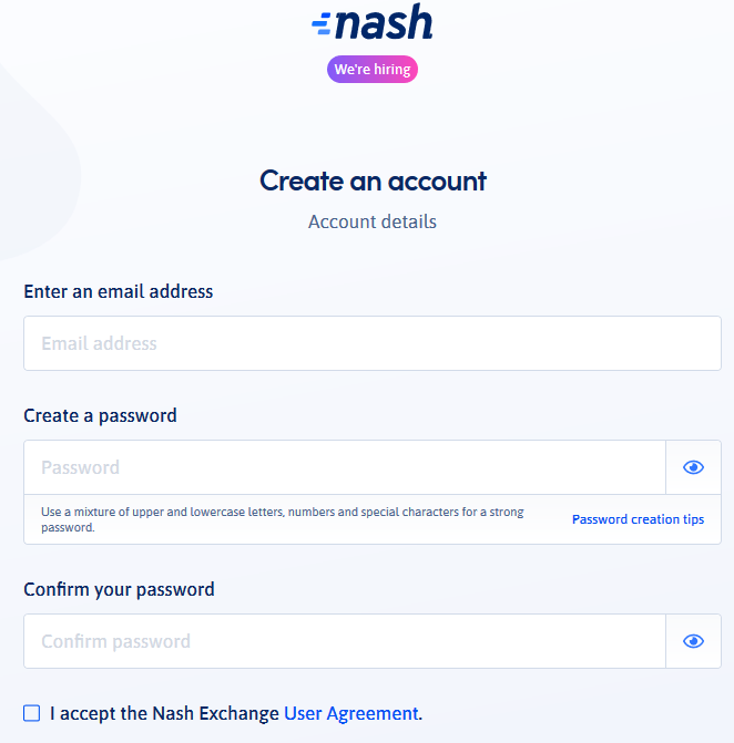 Δημιουργήστε τον λογαριασμό σας στο Nash